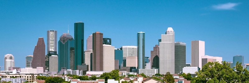 The downtown Houston skyline